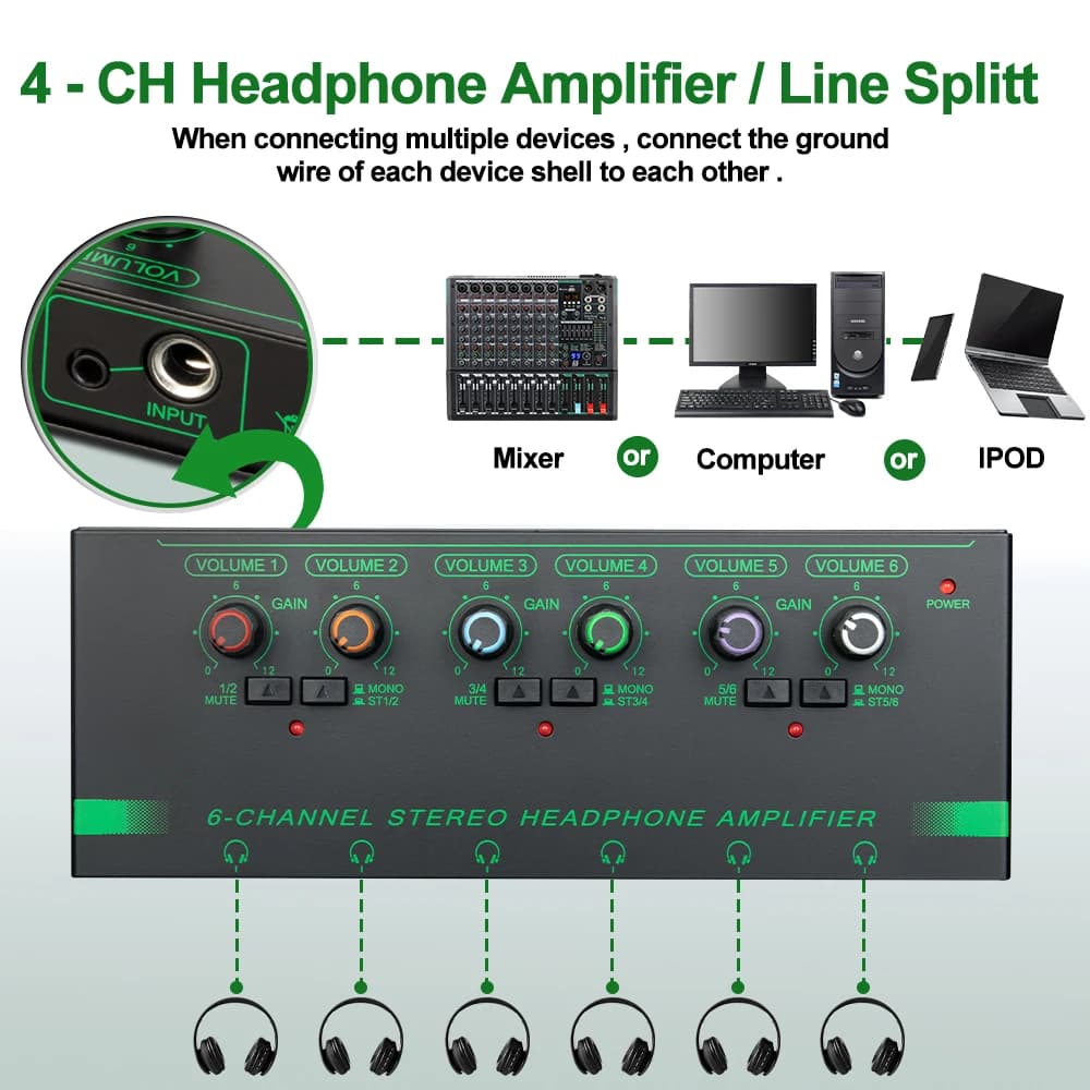Mini amplificateur de casque Depusheng nouveau amplificateur Audio stéréo Ultra-Compact 4/6 canaux a