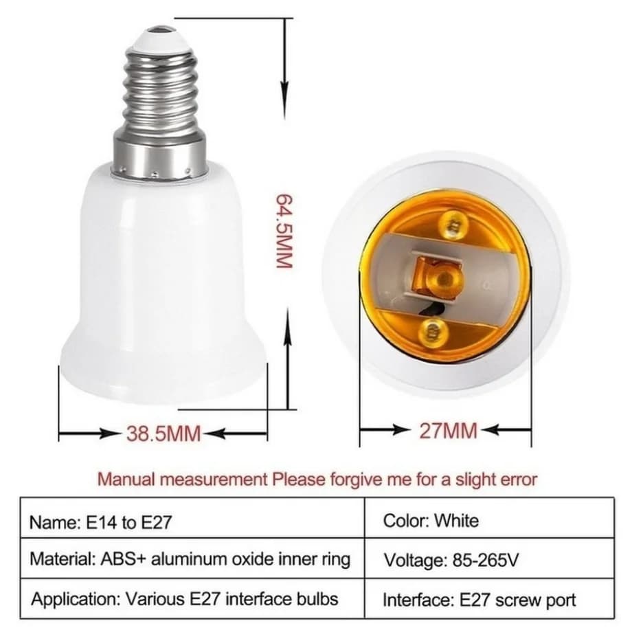 VzzUoo – adaptateur E14 à E27, douille de Conversion, convertisseur en plastique ignifuge, matériau 