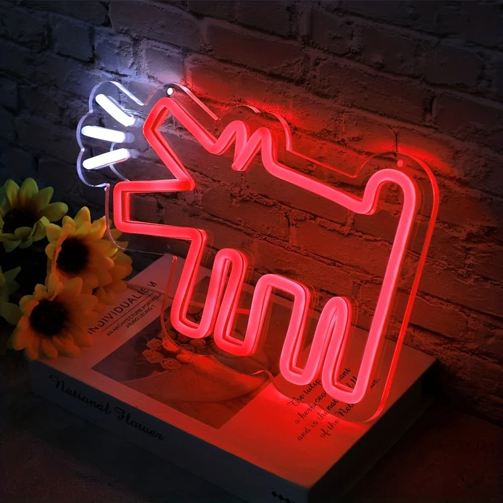 Signe Néon LED pour Chiot Aboyant, Décoration d'Animalerie avec Lumière, Cadeau Personnalisé pour An
