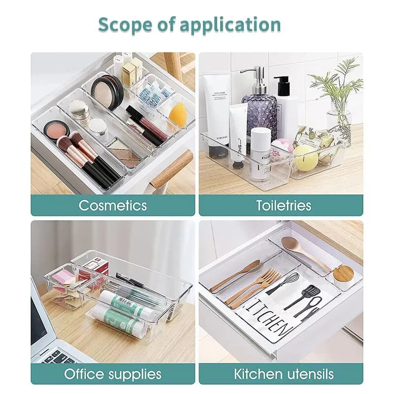 Ensemble de bacs de synchronisation de bureau en plastique transparent, boîte de rangement pour bure