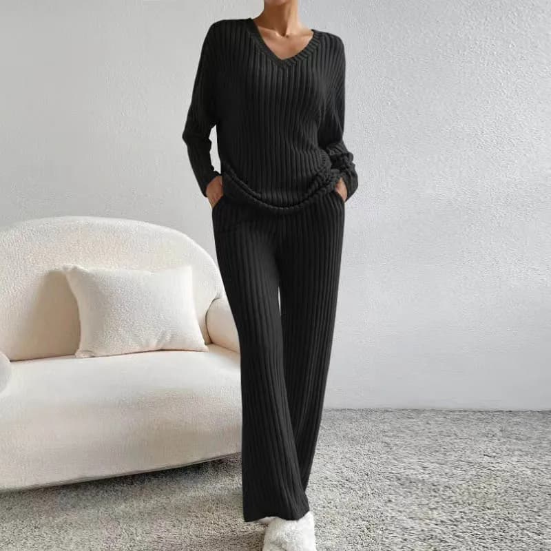 Pull à manches longues pour femme, col en V, monochromatique, tenue décontractée, tenue élégante, au