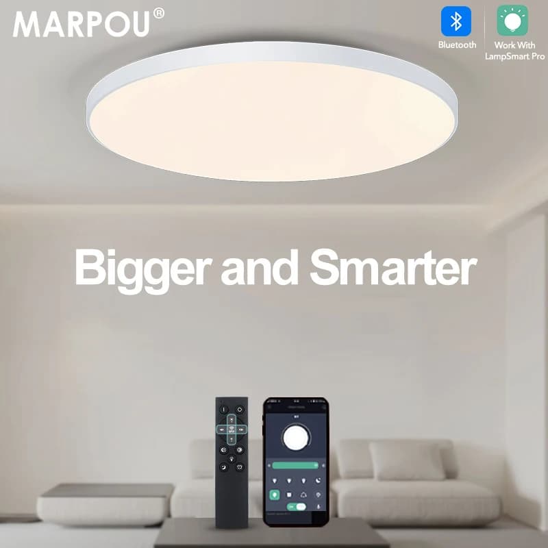MARPOU grande taille plafonnier intelligent lampe à LED pour chambre 80W plafonniers avec télécomman