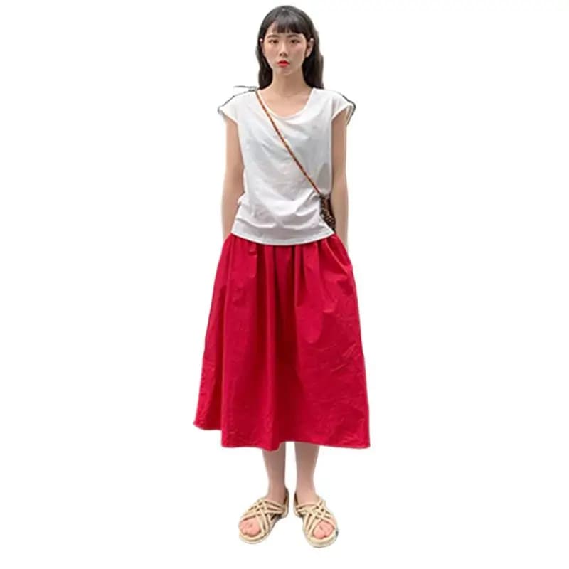 2026 été coton jupe femmes grande taille mode coréenne poche Aline soleil école taille haute jupe au