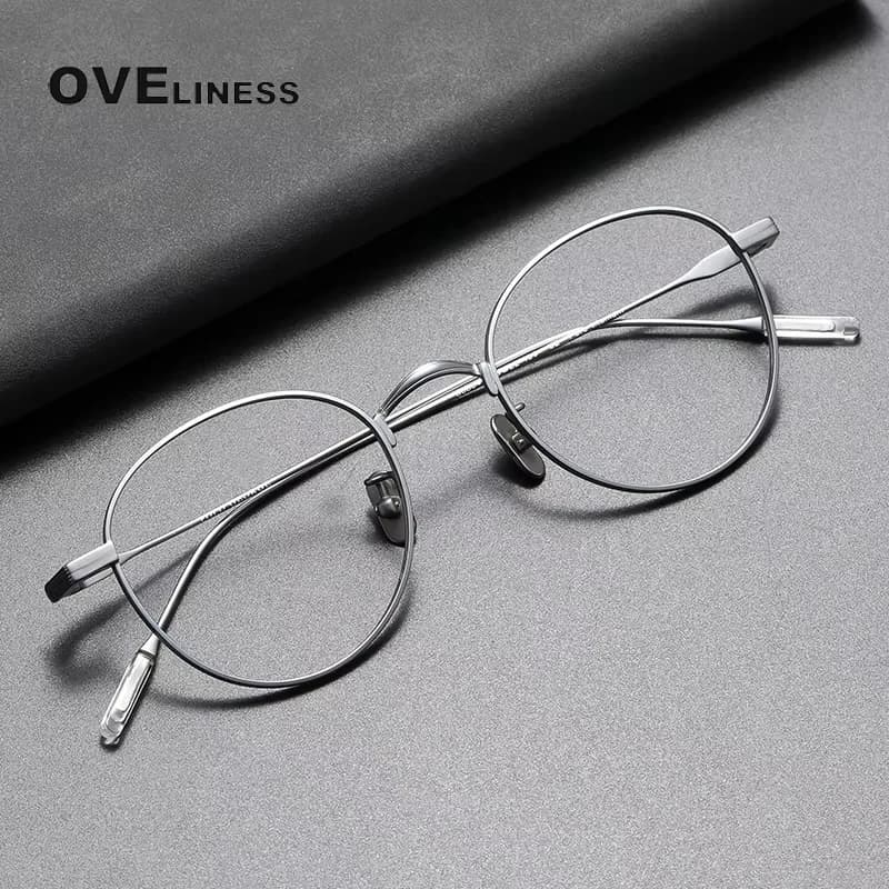 2025 rétro rond pur titane lunettes cadre hommes femmes montures de lunettes nouvelle marque Design 