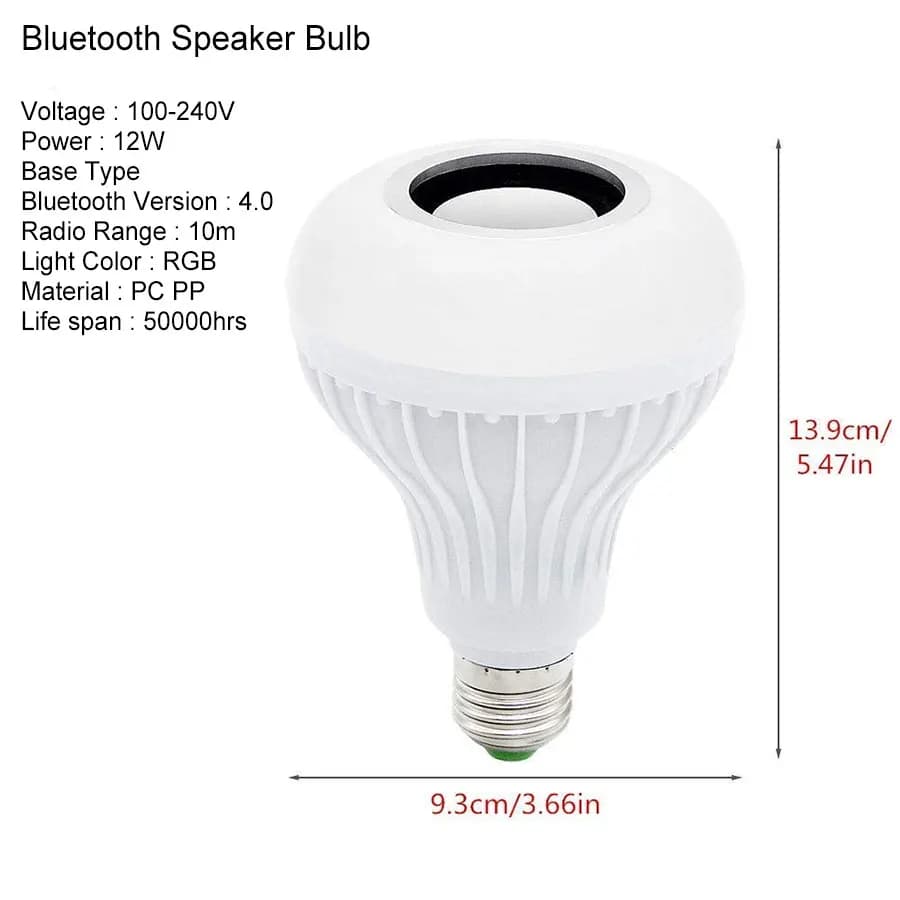 Ampoule avec télécommande musicale Bluetooth, avec haut-parleur, couleur changeante, pour chambre à 
