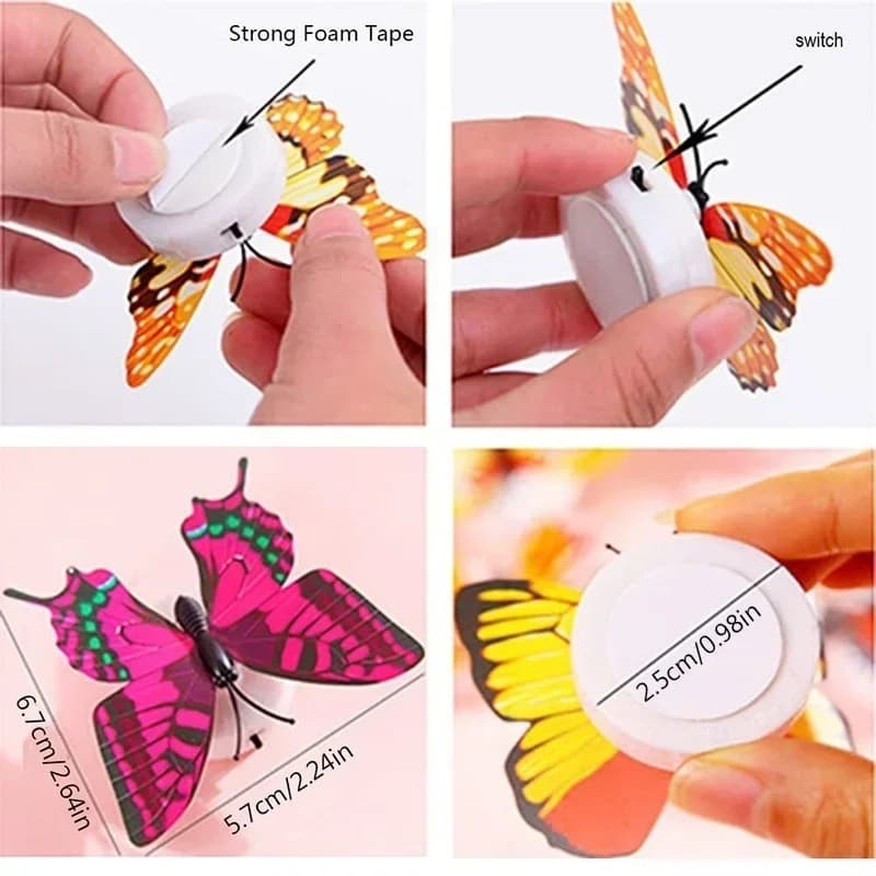 2/1 pièces LED coloré papillon veilleuse bricolage LED réfrigérateur aimant fête mariage salon chamb