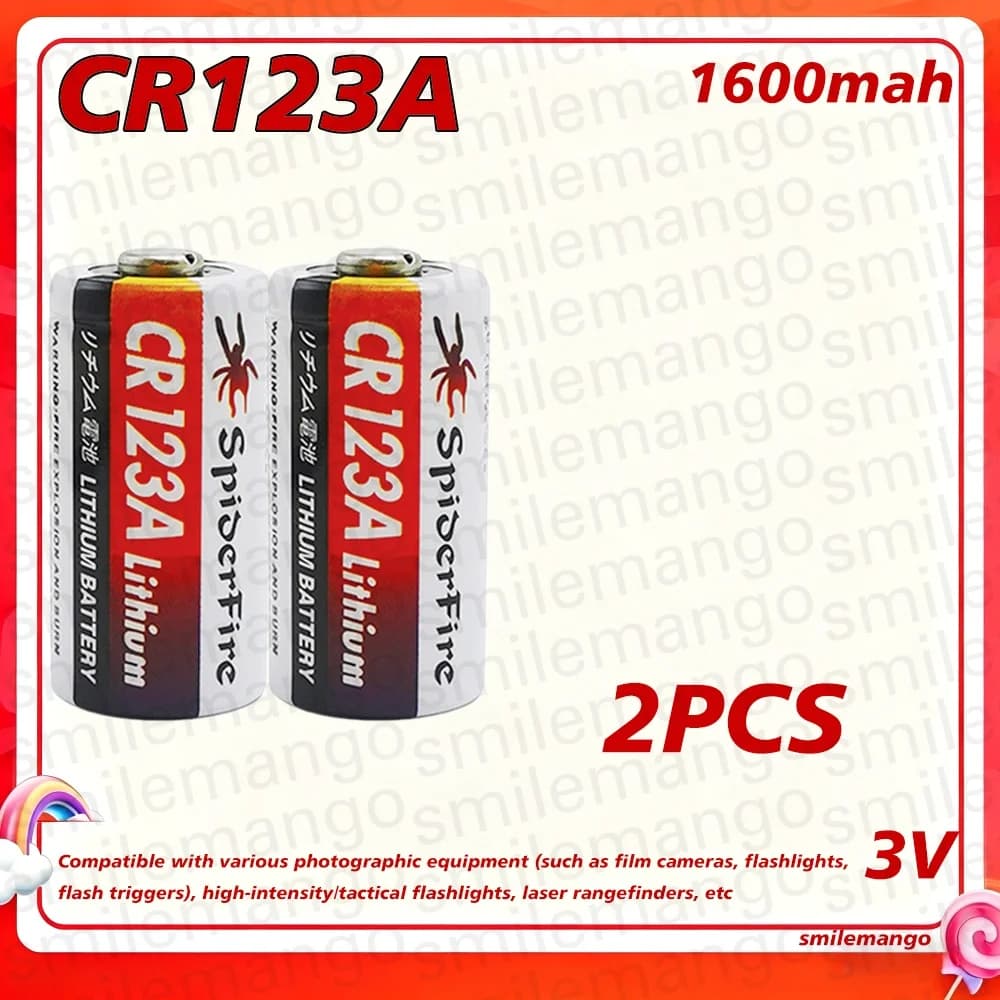 Batterie au lithium CR123A 3V 1600mAh pour appareil photo numérique, sonnettes, lampe torche, compte