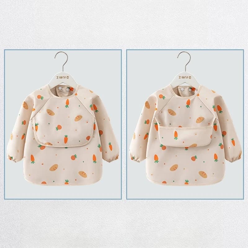 Bavoir d'alimentation pour enfants, 1 pièce, tablier imperméable à manches longues, poche de riz, ch