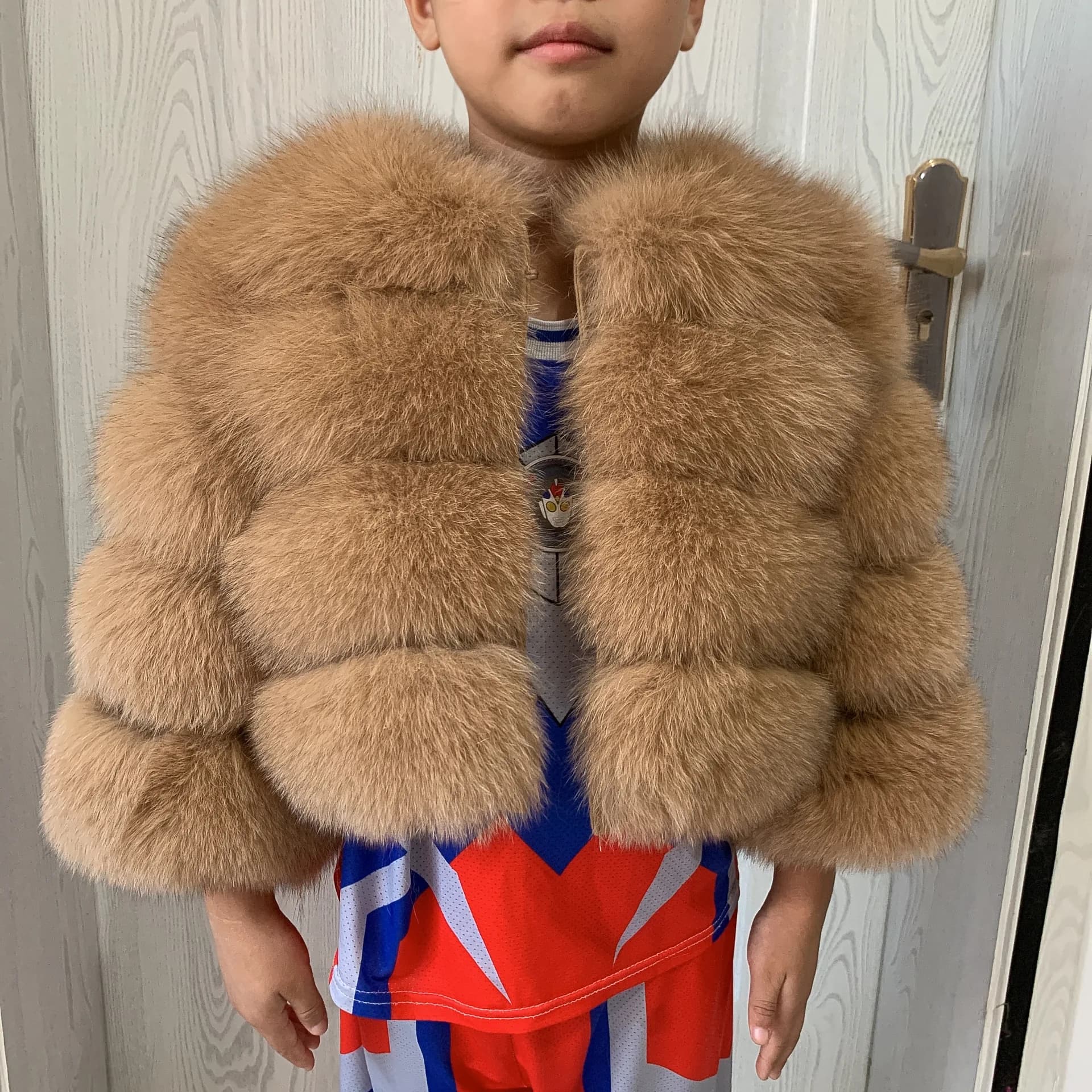 Veste de fourrure pour enfants veste de fourrure pour enfants en vraie fourrure de renard adaptée au