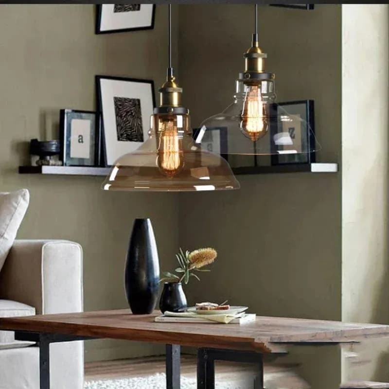 Le Loft nordique moderne chambre suspension avec clair gris ambre Vintage pendentif lumières salle à