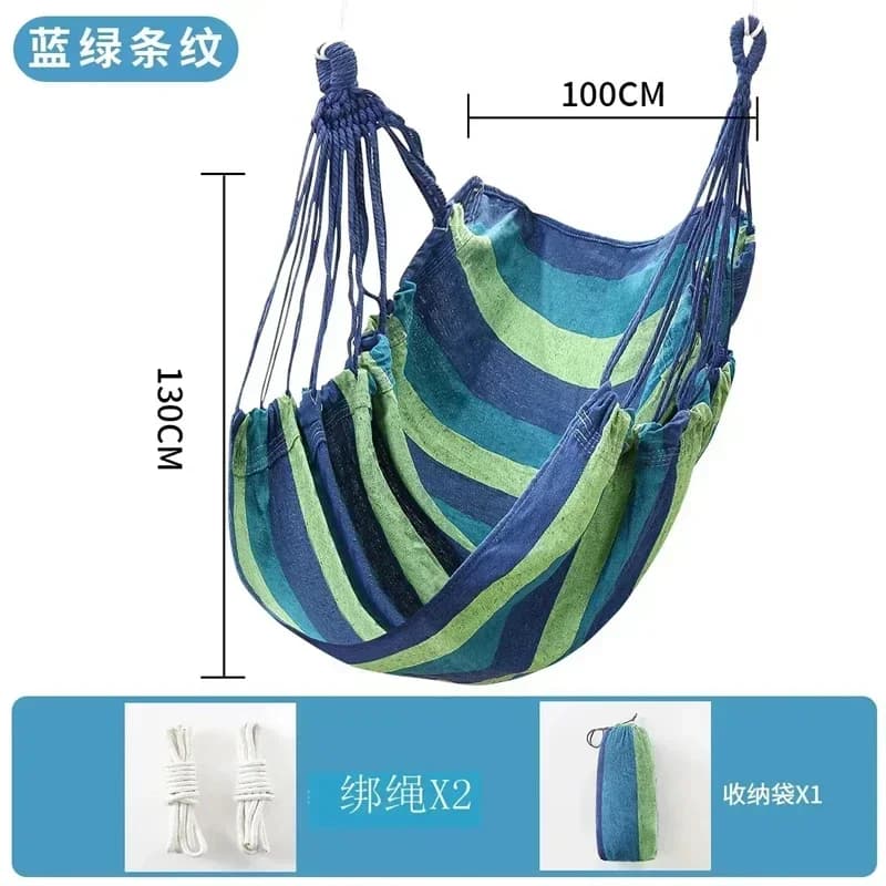 Hamac chaise en toile rayée colorée, sans coussin, durable, pour intérieur/extérieur/camping, idéal 