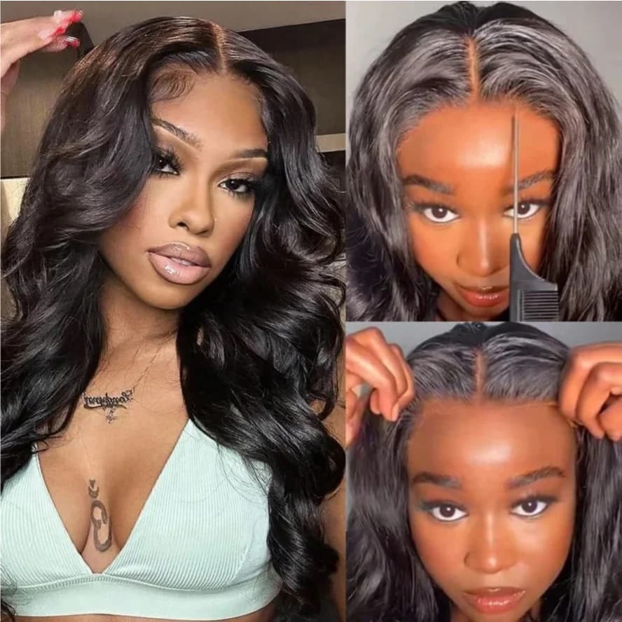 250% 13x6 pleine Hd perruque frontale vague de corps porter et Go sans colle perruques de cheveux hu