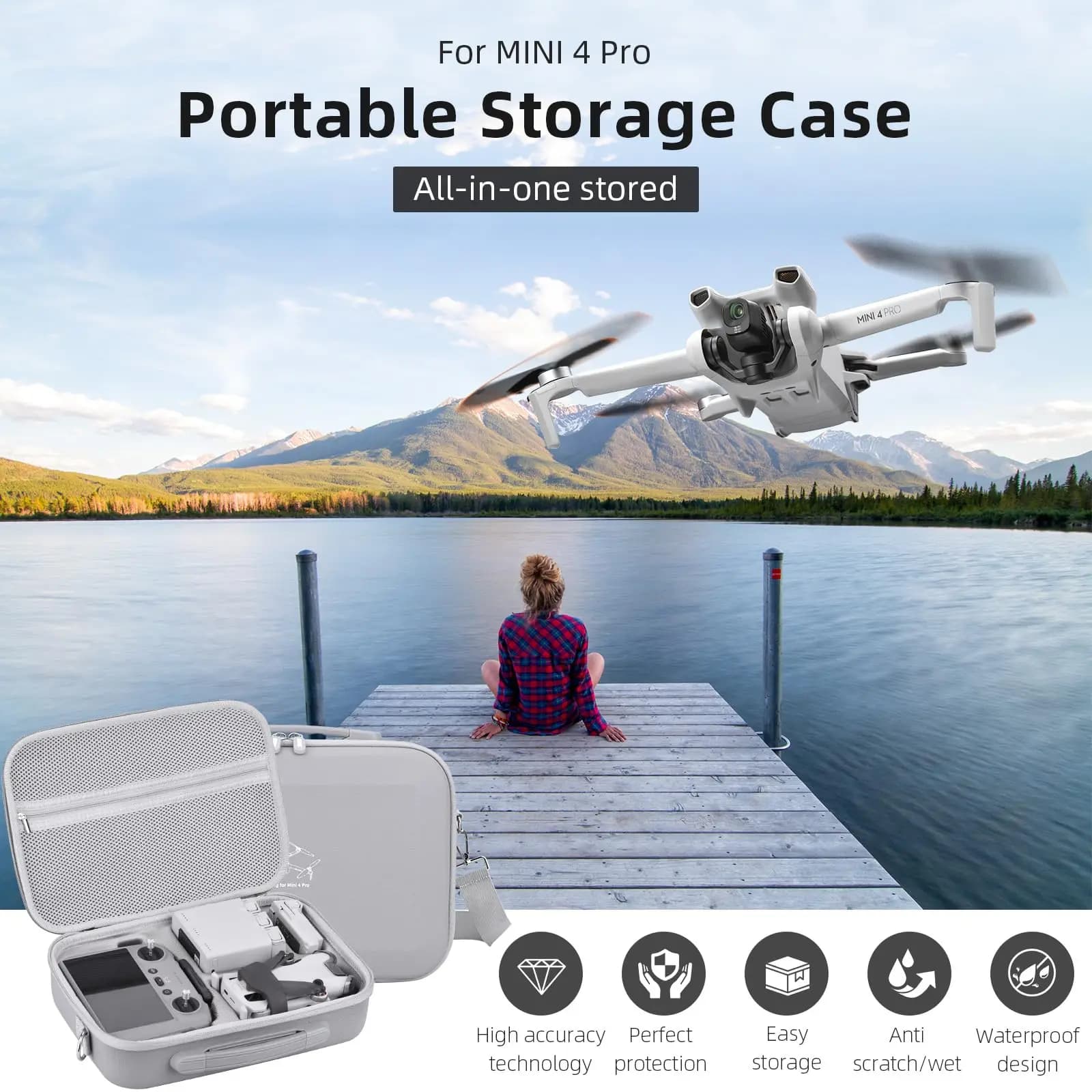 Étui Mini 4 Pro RC 2, sac de rangement Portable en cuir PU de grande capacité pour DJI Mini 4 Pro Fl