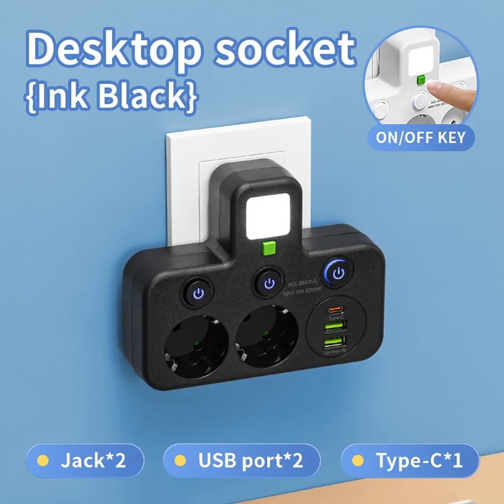 Prise ue 4 prises prise électrique sans rallonge avec Ports USB type-c deux spécifications