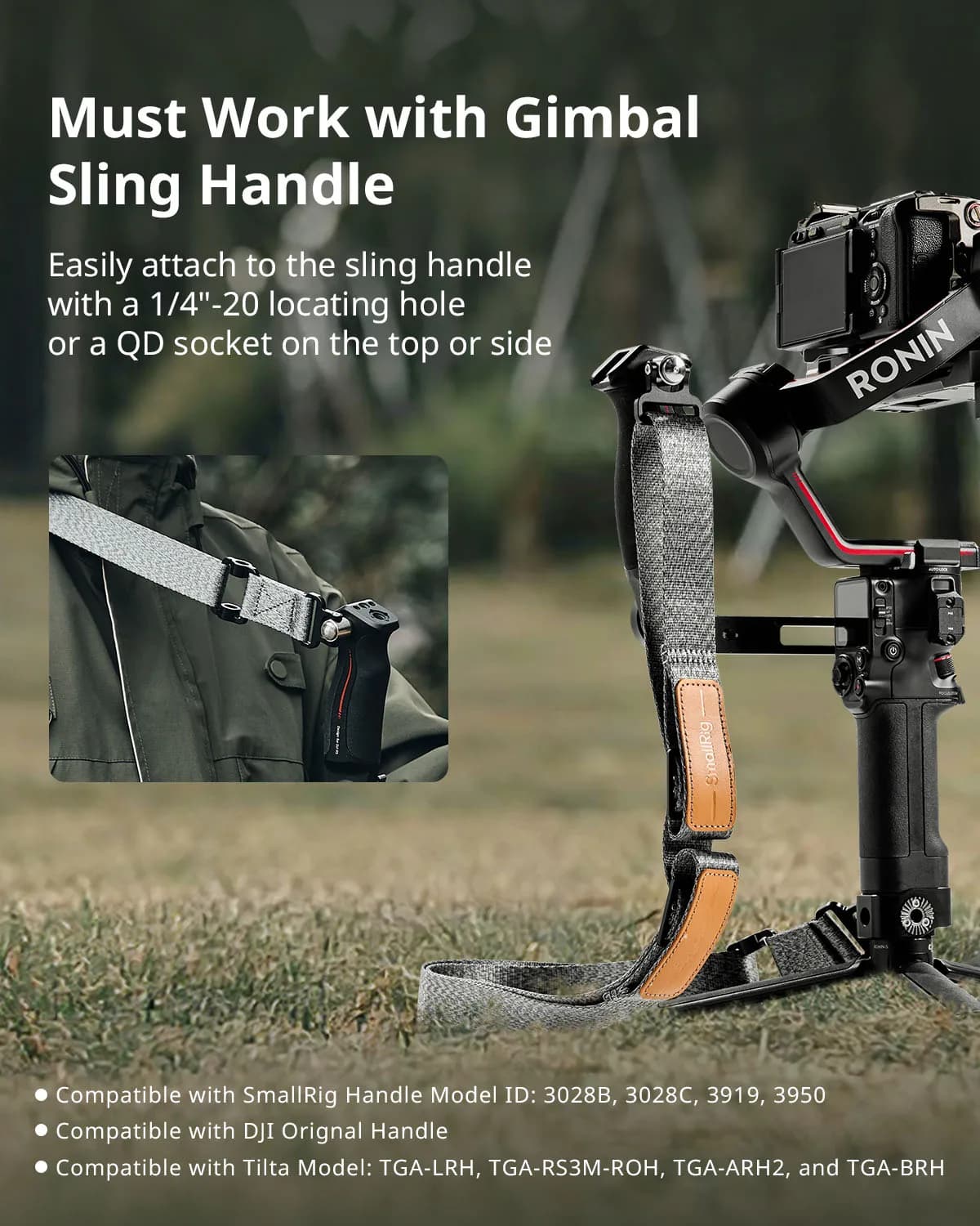 SmallRig – sangle d'épaule réductrice de poids RS3 RS2, Compatible avec une poignée pour ceinture à 