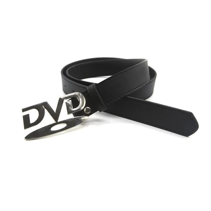 Ceinture unisexe à boucle DVD nostalgique, polyvalente, noire et blanche, décorative, pour hommes et