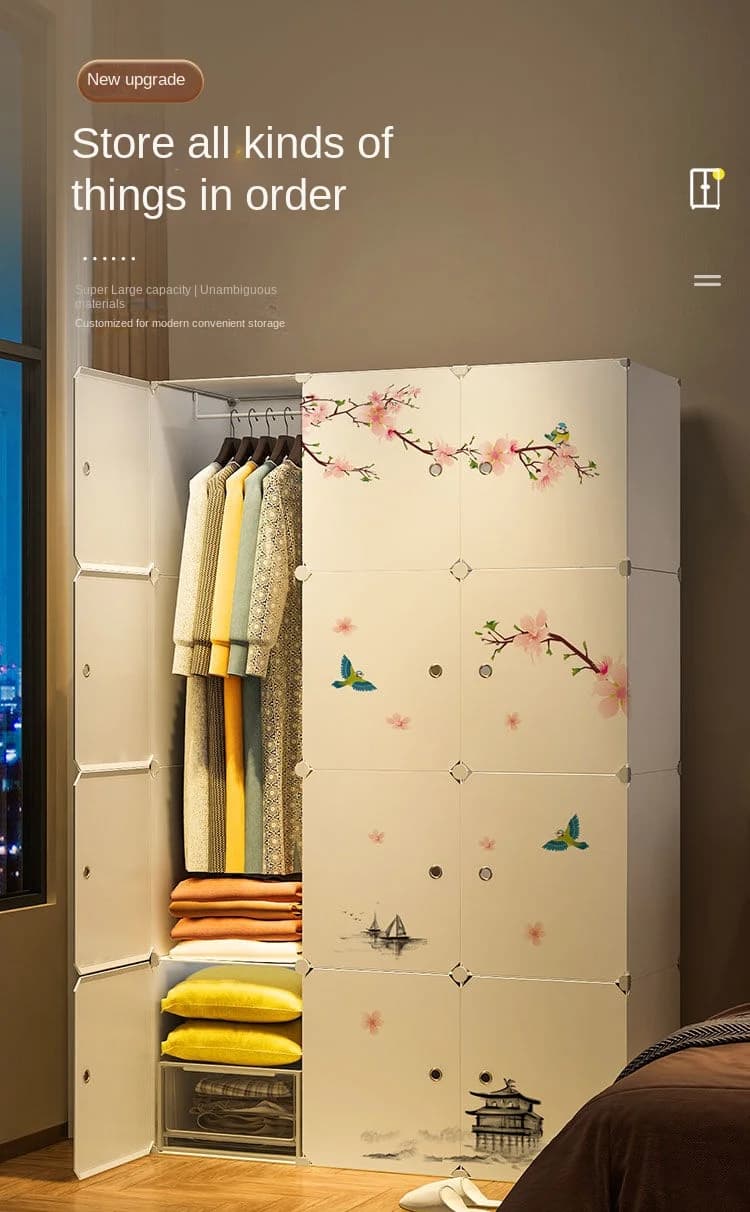 Meubles de chambre à coucher pliables, garde-robe à assembler, armoires à vêtements durables en plas