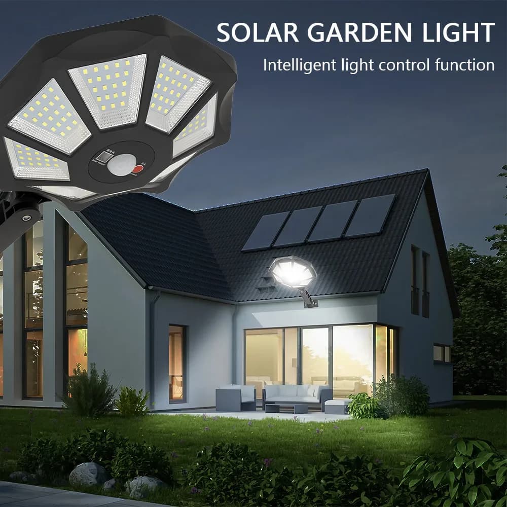 168 LED lumières solaires 12h éclairage sécurité projecteurs extérieur capteur de mouvement étanche 