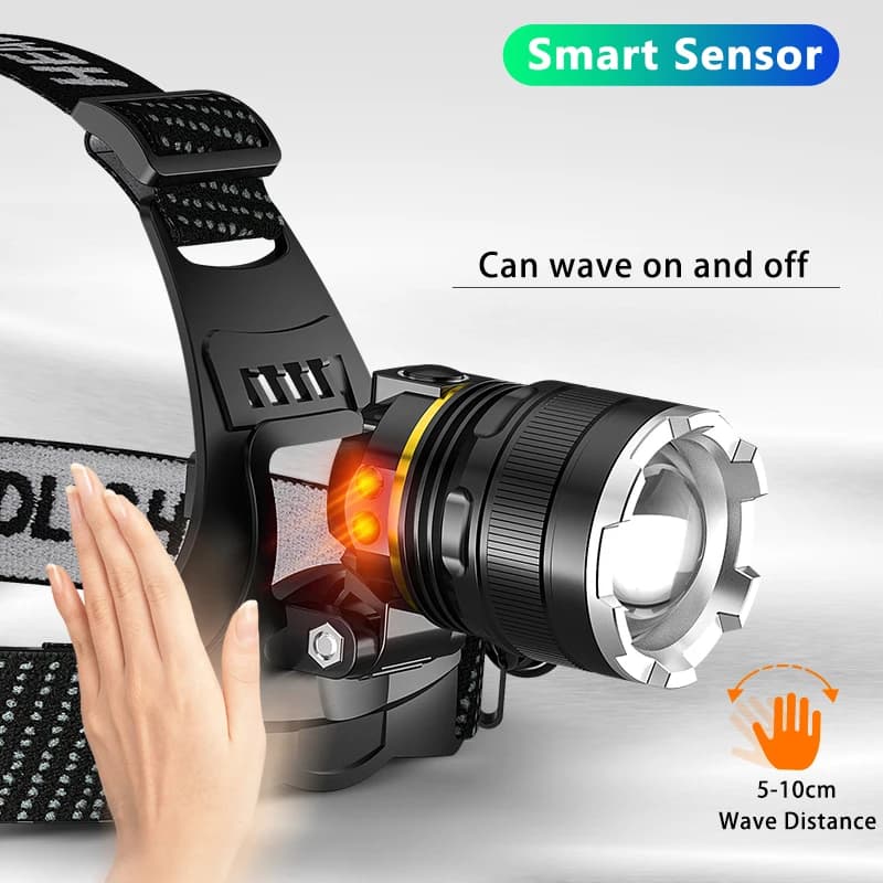 Z40 20000LM LED phare XHP90 lampe de poche phare torche Zoom capteur phare 18650 lumière Rechargeabl