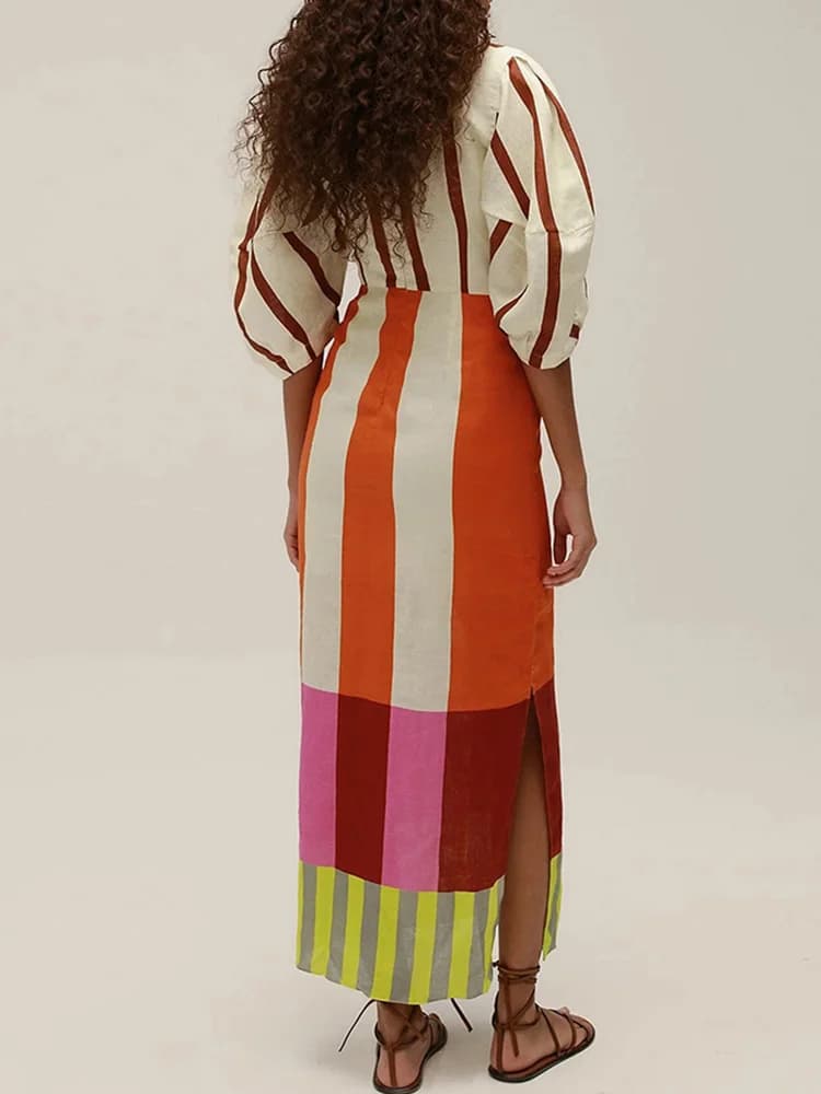 Robe de vacances ajourée pour femmes, Patchwork, col en V, demi-manches, Chic, Maxi, décontractée, S