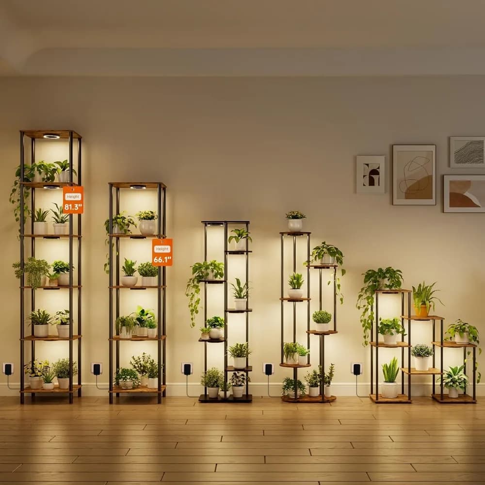 Support pour plantes d'intérieur à 6 niveaux avec lumière de croissance à spectre complet, étagère m