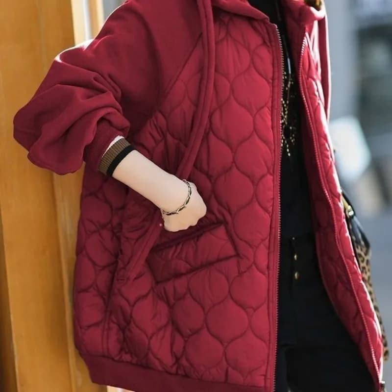 Parkas matelassés à capuche vintage pour femmes, veste matelassurera en coton patchwork, manteau gra