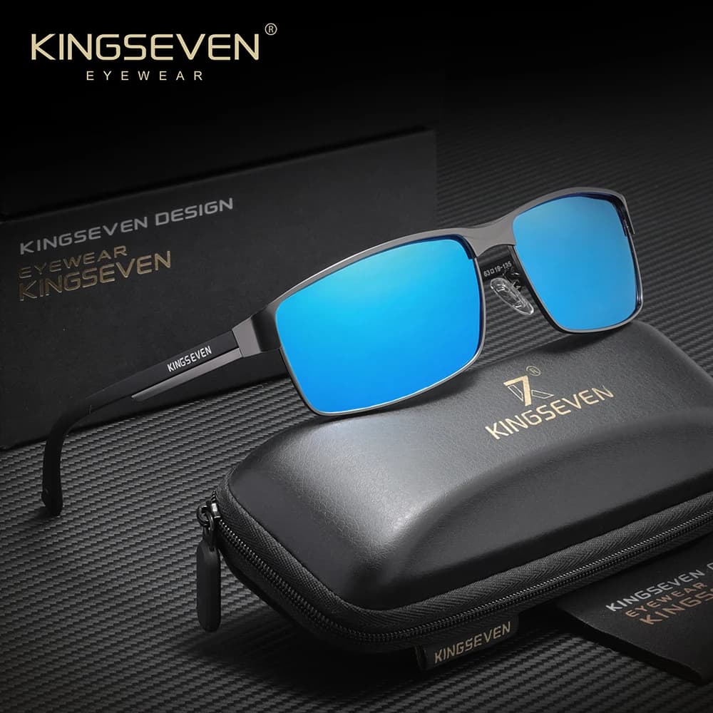 KINGSEVEN Lunettes de soleil polarisées rectangulaires UV400 pour hommes, lunettes de cyclisme, lune