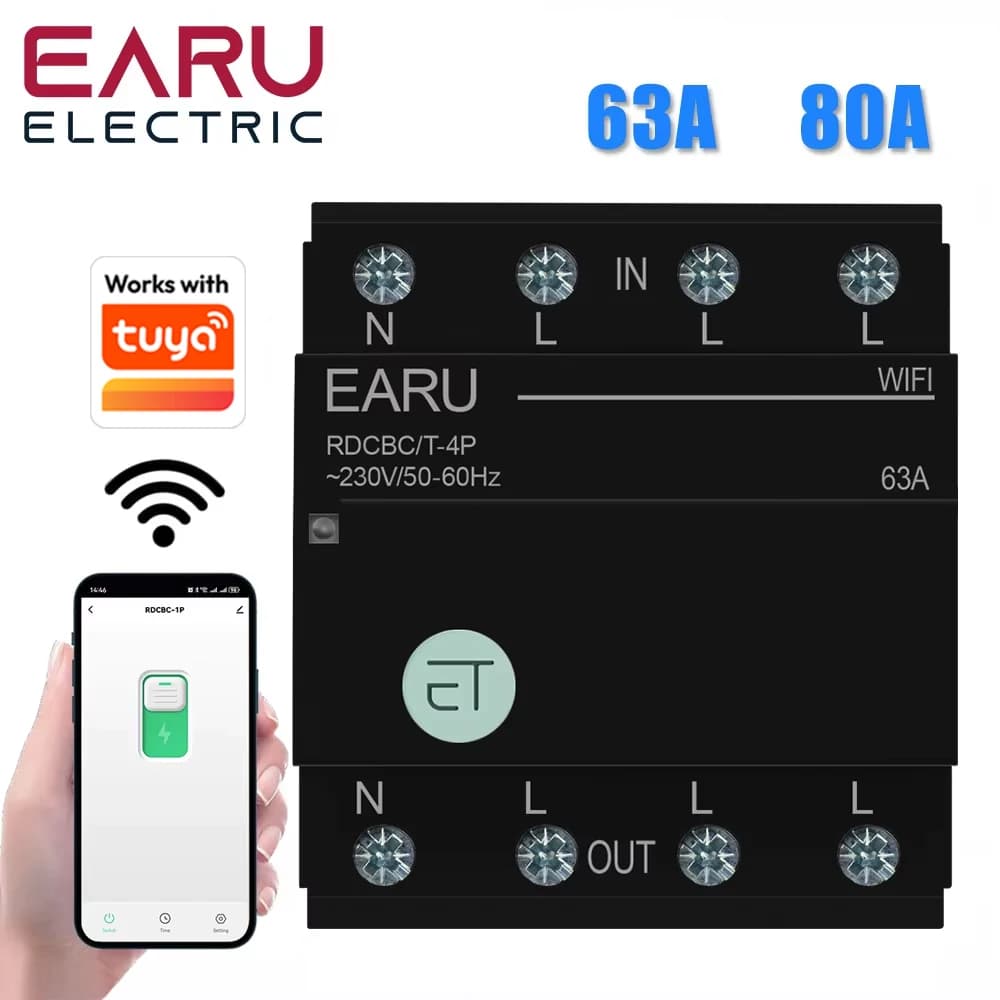 Disjoncteur WIFI triphasé, minuterie intelligente, commutateur de relais, télécommande vocale par ap