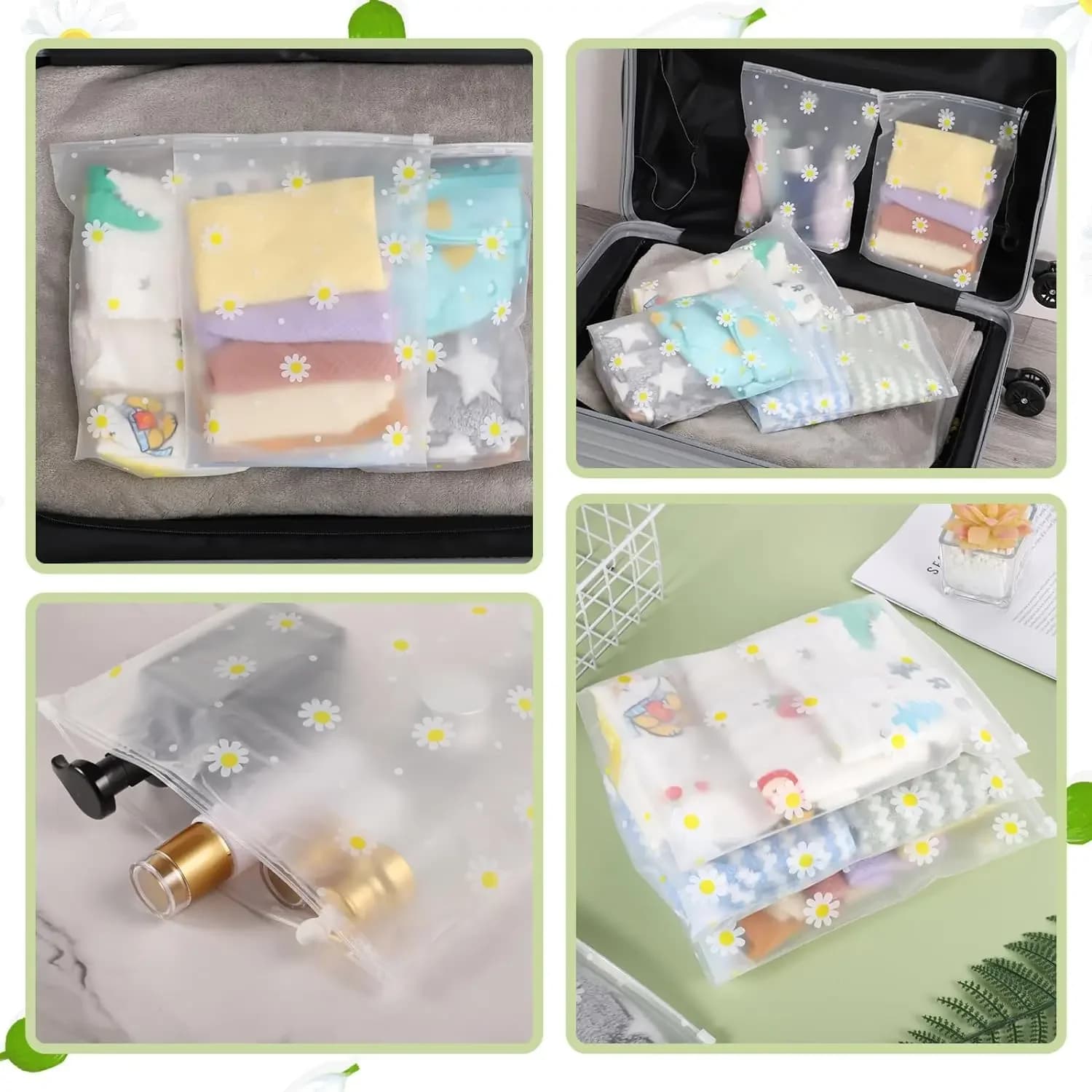 Sacs à fermeture éclair réutilisables, 5/10 pièces, sacs de rangement en plastique pour vêtements de