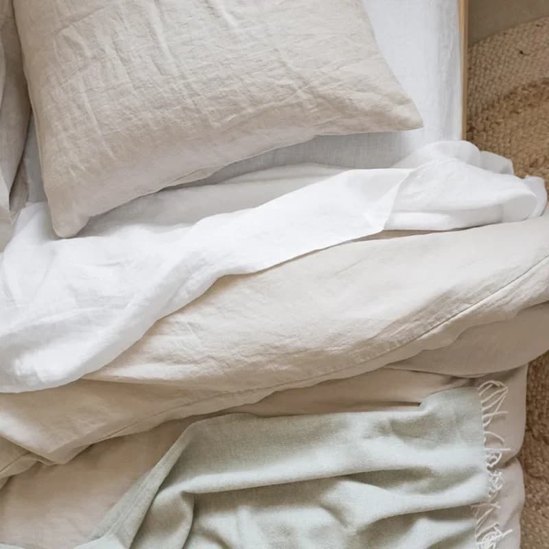 Housse de coussin en lin pur 100% naturel, couleur unie, coque européenne pour lit, enveloppe de tai