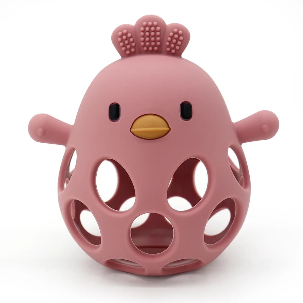 Anneau de dentition en Silicone pour bébé, 1 pièce, jouets en forme de poussin de dessin animé, ajou