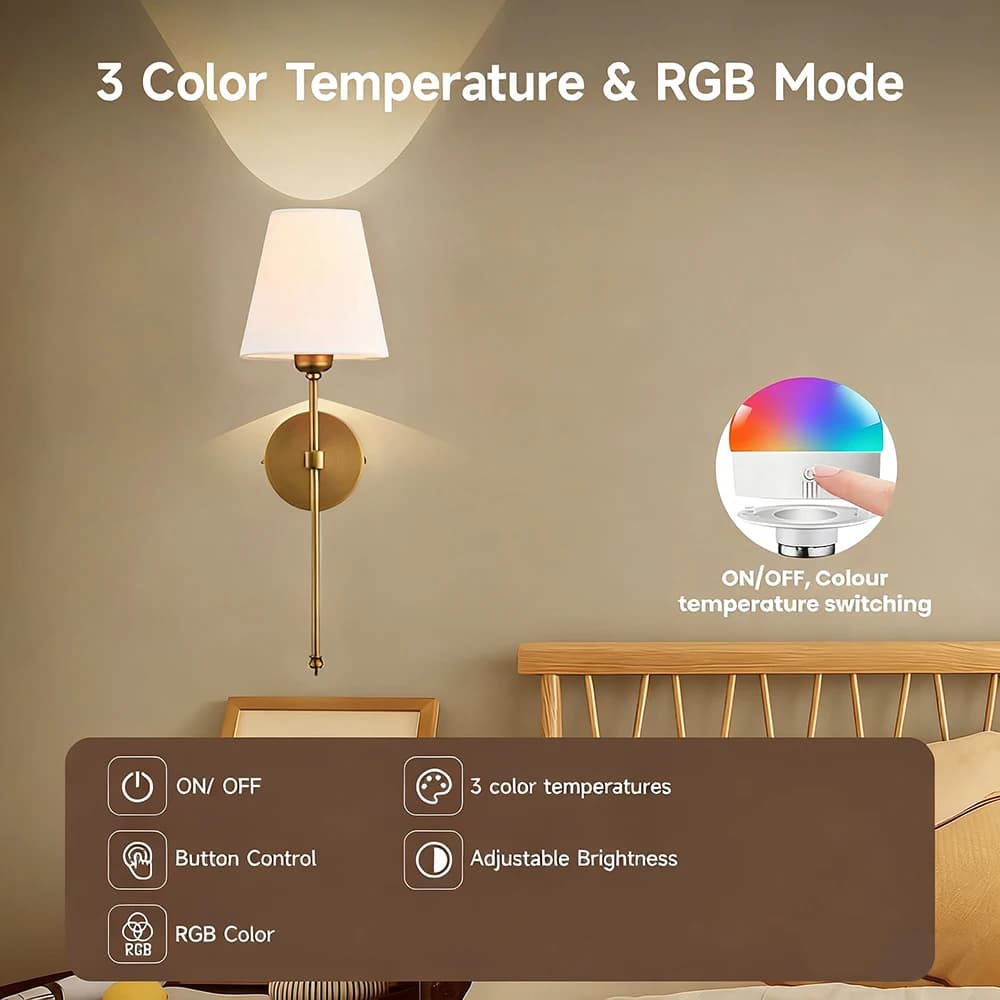 2 pièces mur LED lumières moderne Rechargeable décor appliques télécommande gradation chambre salon 