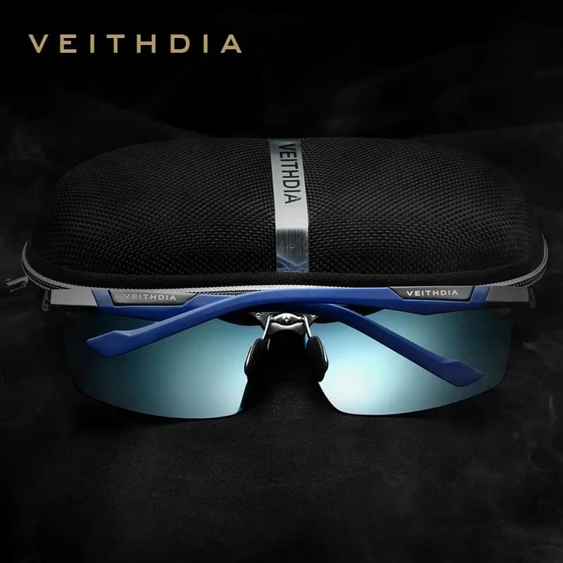 VEITHDIA-Lunettes de soleil polarisées en aluminium magnésium pour hommes, revêtement bleu miroir, l