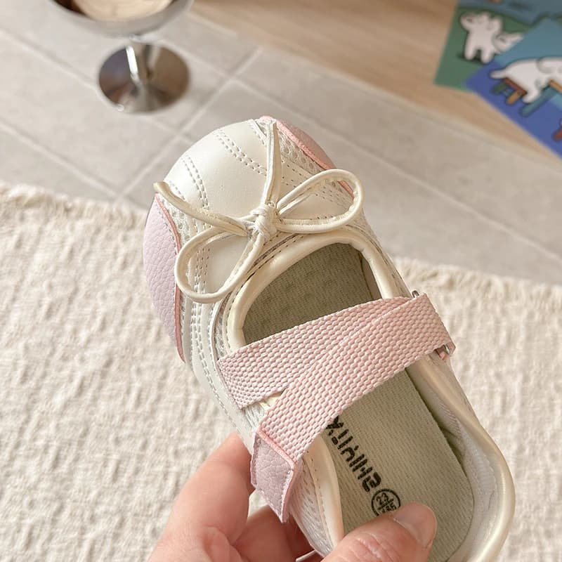 Chaussures pour enfants : Ballerines élégantes à nœud pour filles, semelle souple, style princesse, 