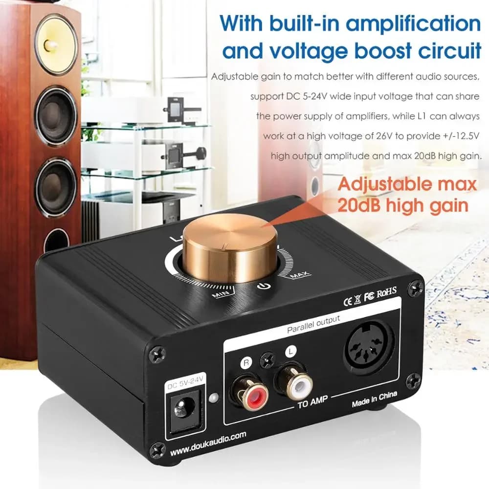 Douk Audio L1 Mini amplificateur de niveau de ligne stéréo, amplificateur de signal audio, préampli 