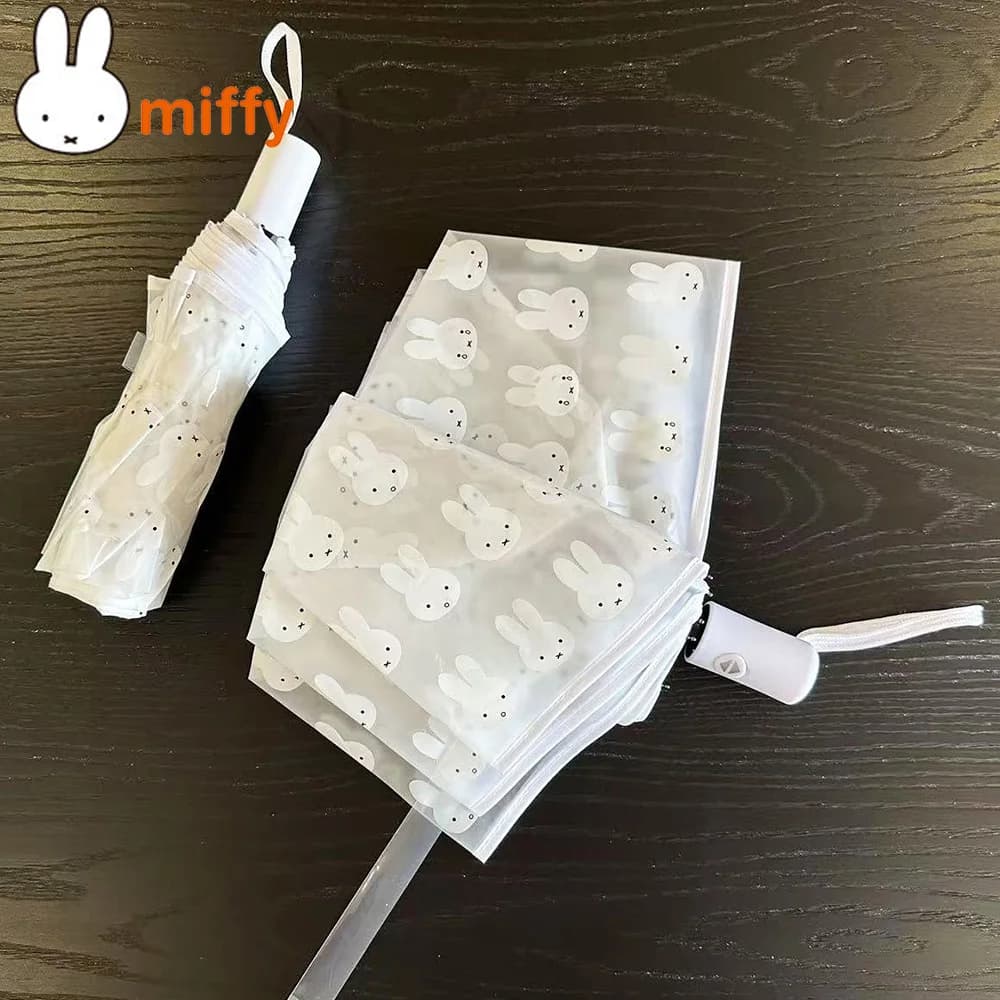 Parapluie Transparent givré Miffy Kawaii, joli parapluie pliable pour étudiants, entièrement automat