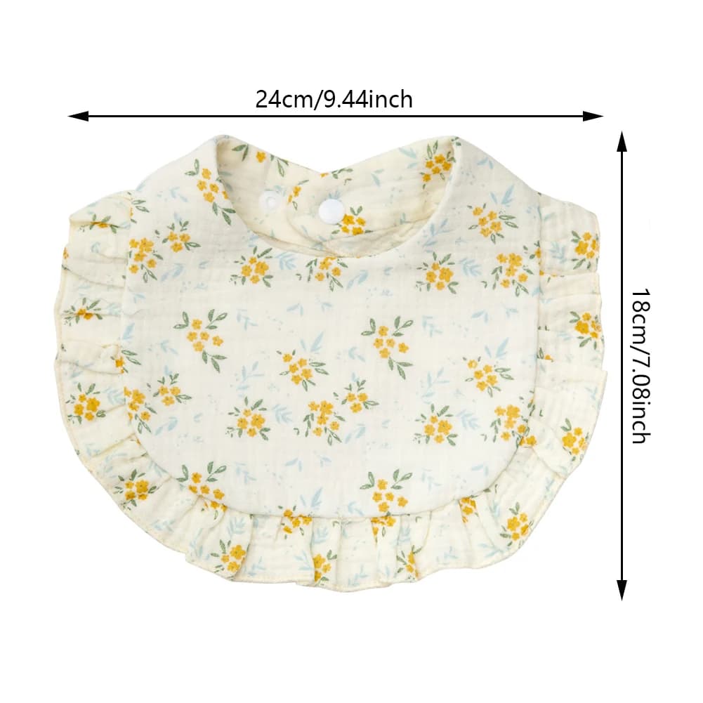 Bavoirs pour bébé imprimés de fleurs, serviette de salive réglable, bord à volants, mousseline de co