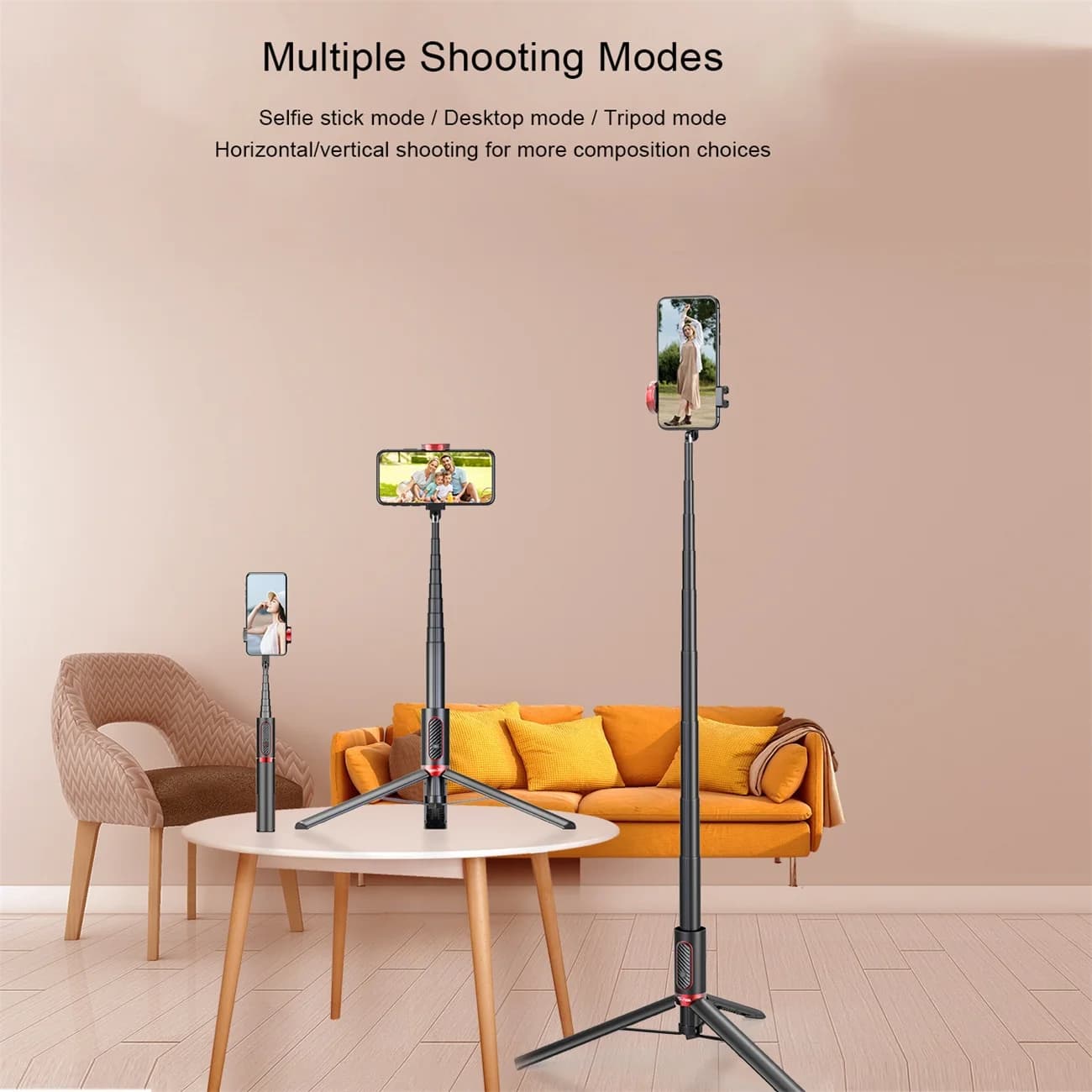 Trépied perche à Selfie sans fil 150cm/81cm, support de téléphone, trépied pour Mobile, extensible, 
