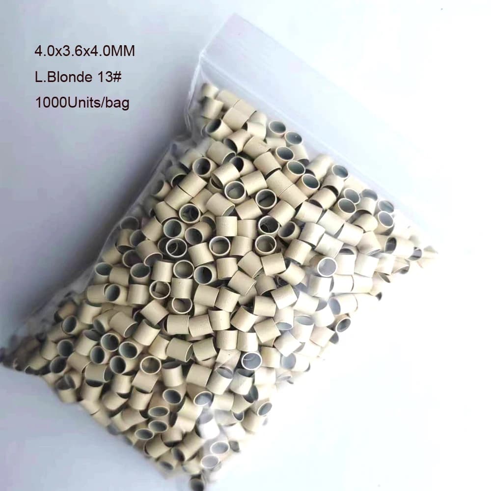 Micro-anneaux 1000 pièces, micro-tubes en cuivre 4,0x3,6x4,0mm, anneaux pour extensions capillaires,