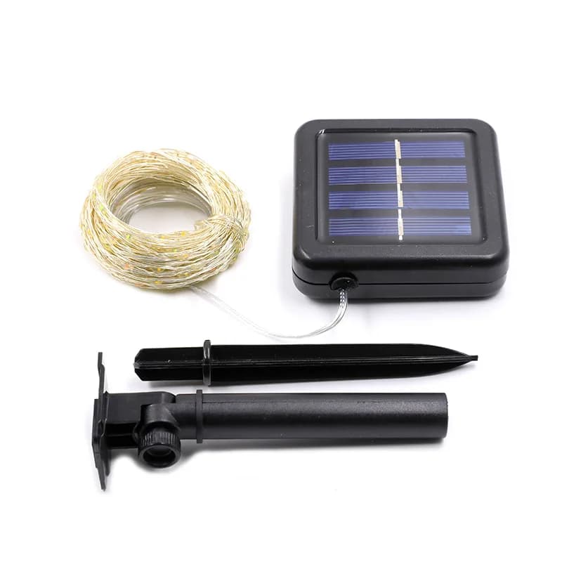 Guirxiété solaire LED étanche en cuivre nickel é, lumière extérieure, guirxiété lumineuse, fête de N