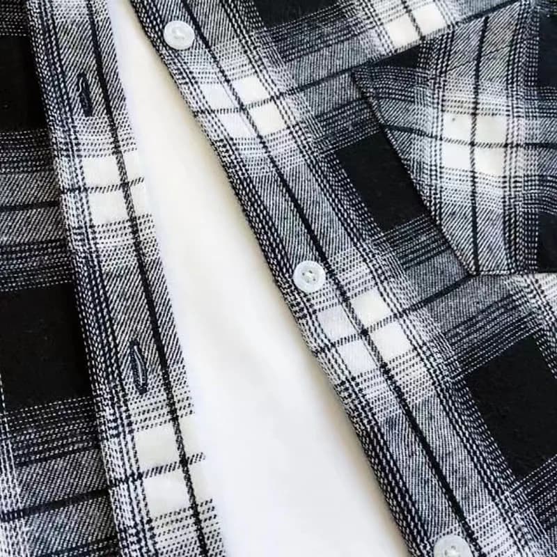 Chemisier style preppy à manches longues pour femme, chemise à carreaux pour fille, chemise surdimen