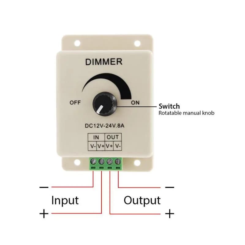 Lumière LED variateur interrupteur lumière alimentation contrôleur DC 12V 24V 8A luminosité réglable