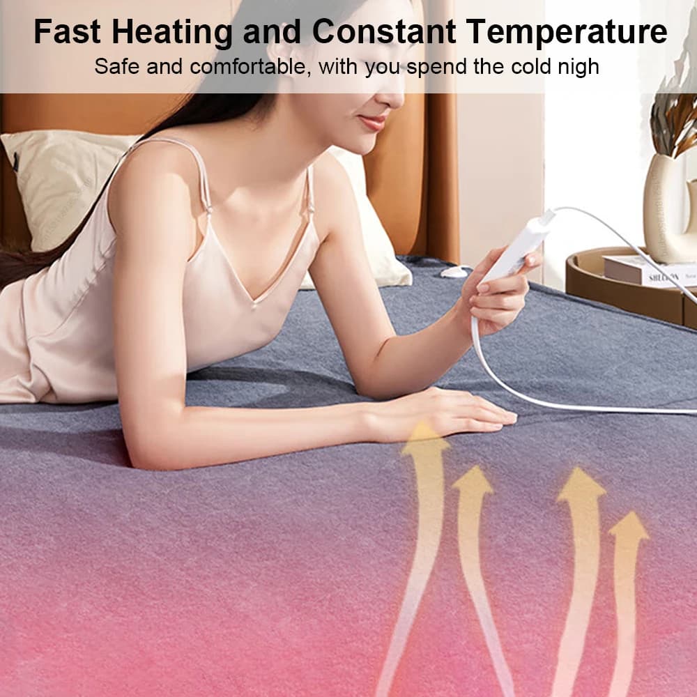 Couverture chauffante électrique avec thermostat automatique, matelas de lit, chauffe-corps double, 