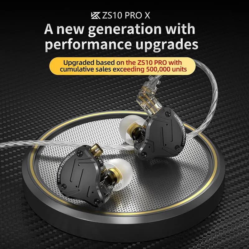 KZ-Écouteurs intra-auriculaires hybrides en métal ZS10 PRO X, écouteurs HiFi Bass, casque antibruit 