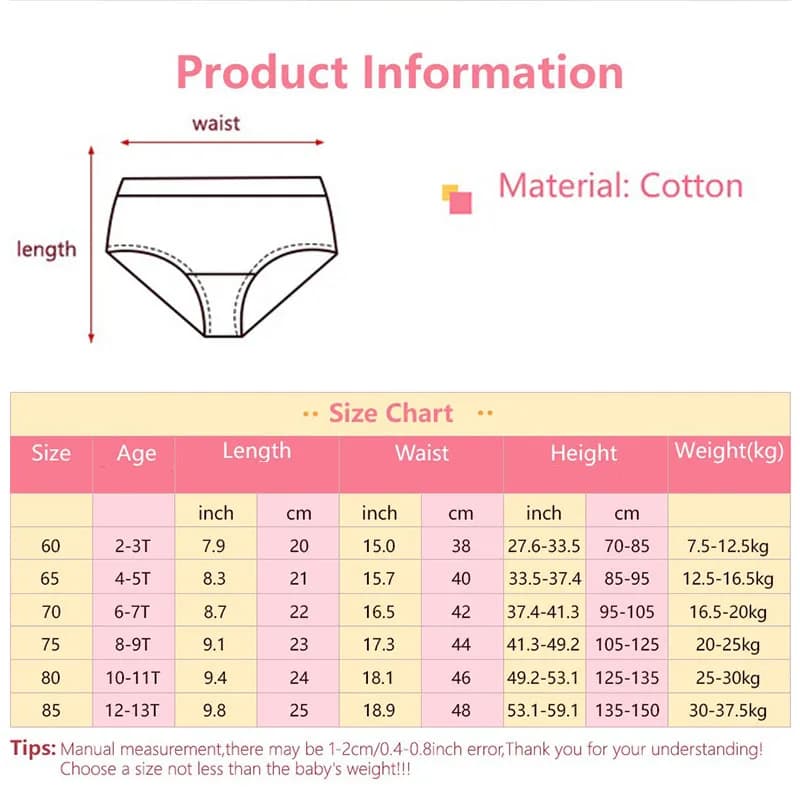 Lot de 5/10 culottes confortables en coton pour enfants et filles, sous-vêtements doux et mignons av