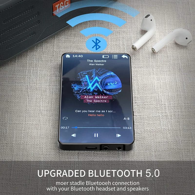 Lecteur MP4 UI 4 pouces, lecteur de musique MP3, Bluetooth 5.0, écran tactile 16 go avec haut-parleu