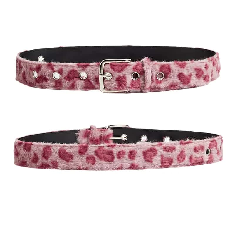 Ceinture en peluche rose pour femmes, tendance Y2k, accessoires pour jeans polyvalents, boucle ardil