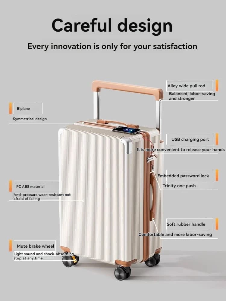 2025 nouvelle valise de voyage de grande capacité de freinage antichoc à tige large 20 "sac de verro