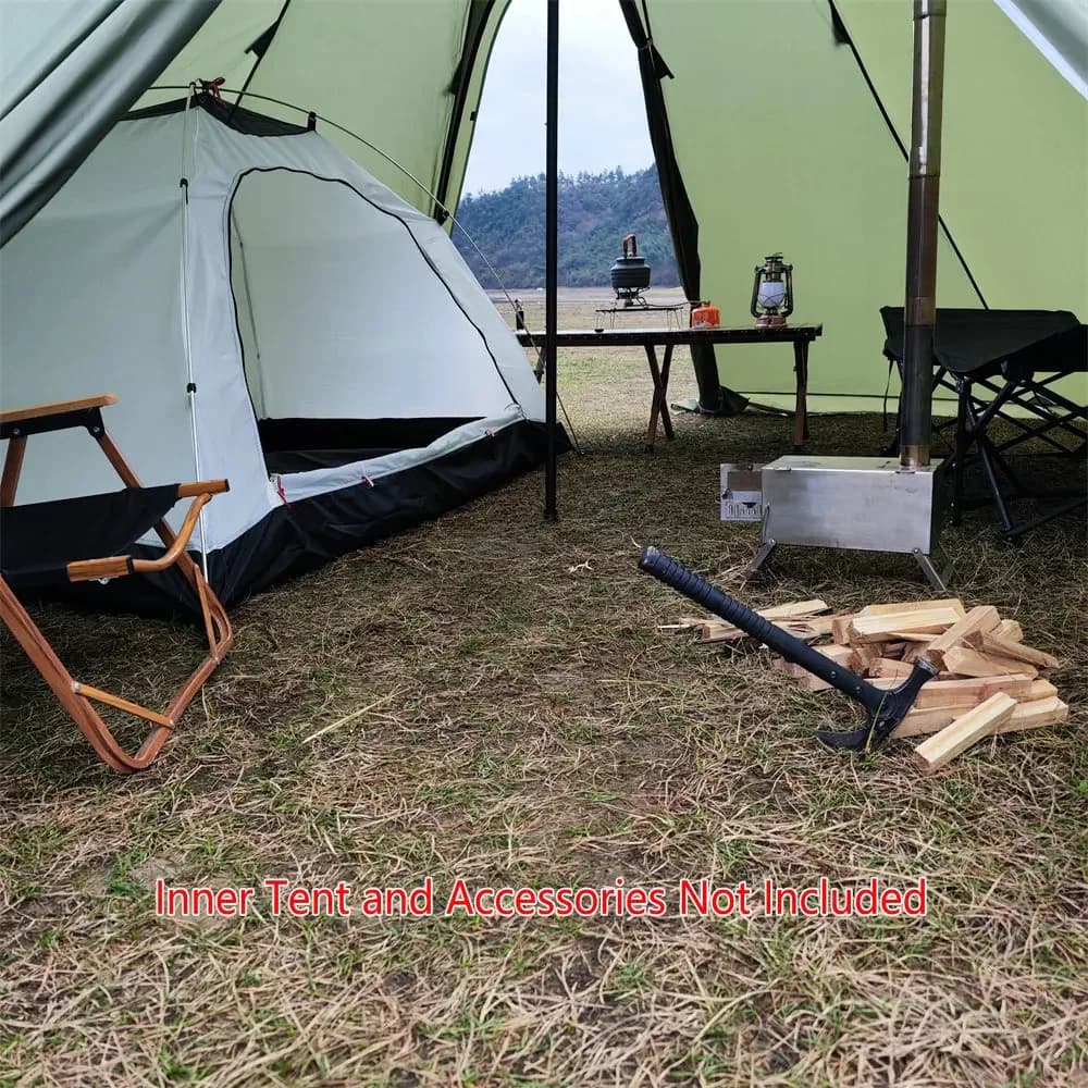 500PRO Tipi tente chaude avec poêle ignifuge Jack 5 ~ 8 personnes télescopes pour équipe familiale s
