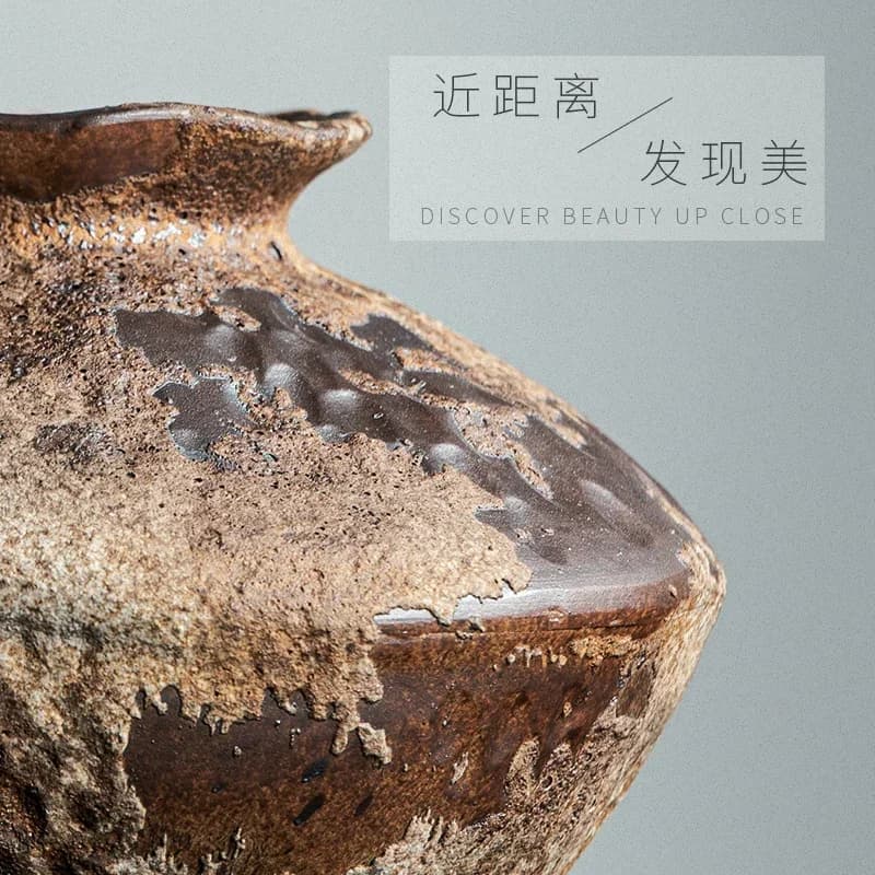 Pot de poterie décoratif, Arrangement de fleurs fait à la main, Vase en céramique rétro, décoration 